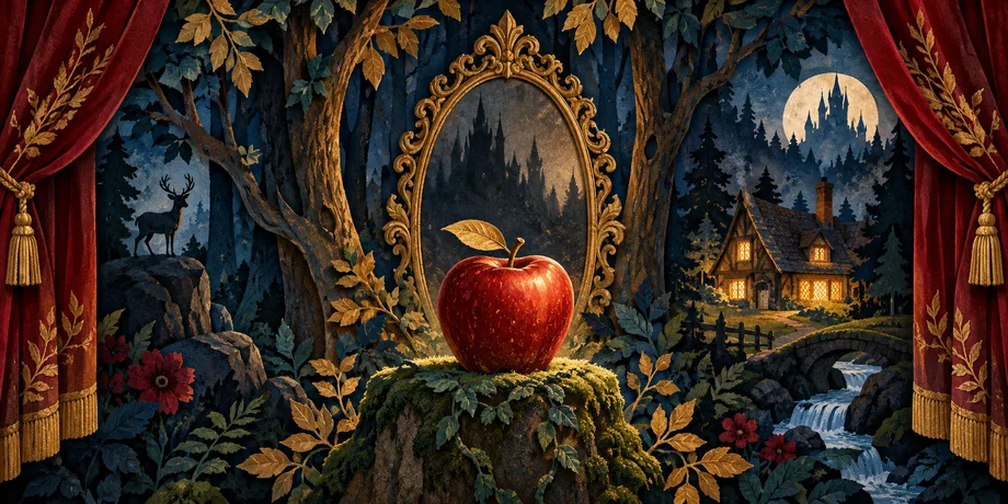 Original illustration for Snow White and the Seven Dwarfs - Derry Panto